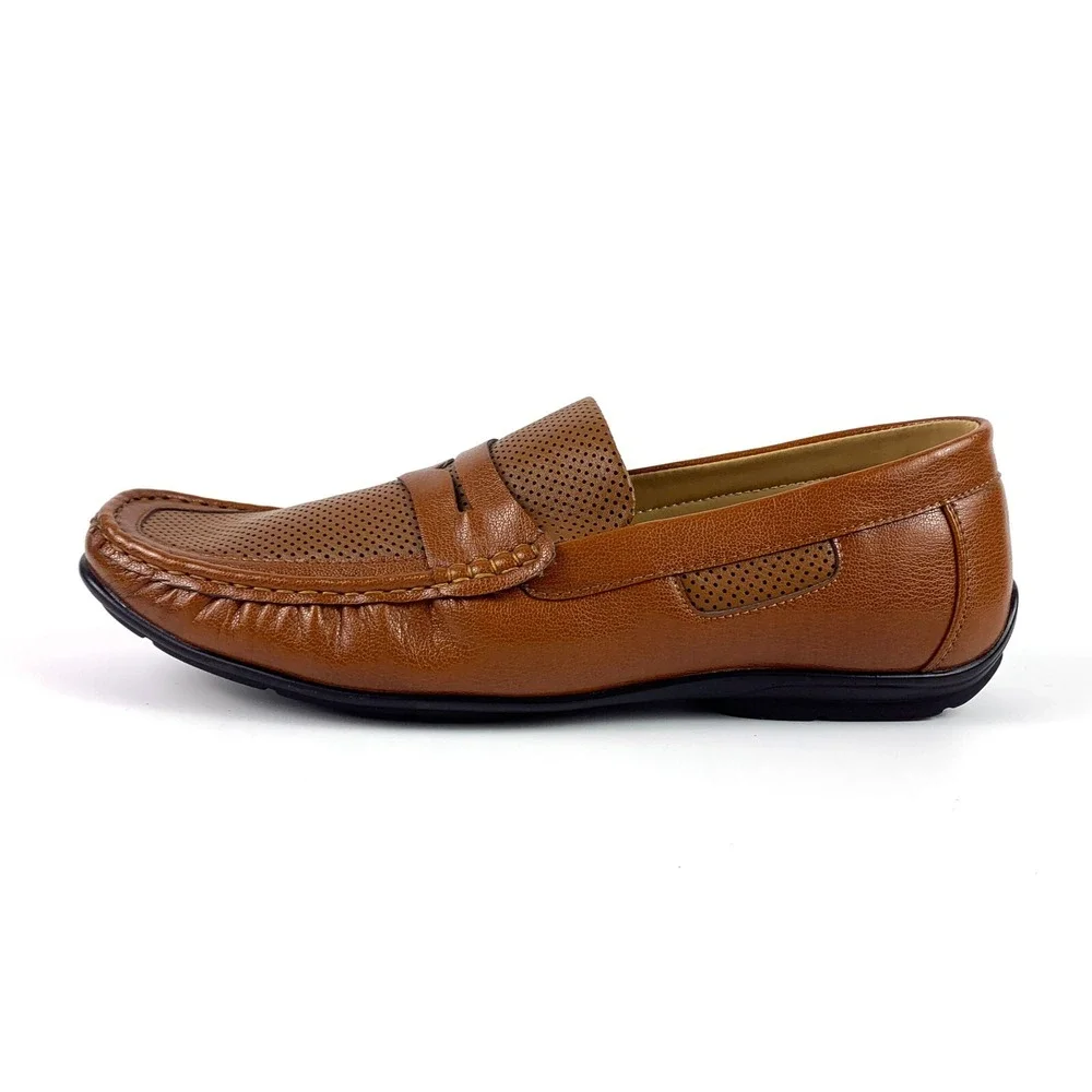 Fortune by Liberty Penny Loafers Mens Sz 11 US 44 Euro Cognac Leather Upper READ